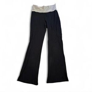 Y2K Women’s Black Flared Pants with Gray Foldover waistband
